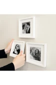 Tarsia Muse Yapışkanlı Sök Tak Paspartulu Çerçeve Seti - 21x21 cm - 3’lü duvar resim çerçevesi (Beyaz) thumbnail 1