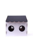 Ahşap Özel İsim Baskılı Dekoratif Kedi Evi-Kulübesi, Kediler İçin Kulübe, Kedi Kulübesi Beyaz-Siyah thumbnail 5