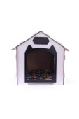 Ahşap Özel İsim Baskılı Dekoratif Kedi Evi-Kulübesi, Kediler İçin Kulübe, Kedi Kulübesi Beyaz-Siyah thumbnail 4