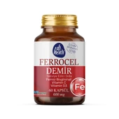 Ferrocel 60 Kapsül Demir, C Ve D3 Vitamini Içeren Takviye Edici Gıda 600mg thumbnail 1