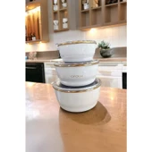 Arow TR-4536 Beyaz Emaye 3'lü Saklama Kabı thumbnail 2