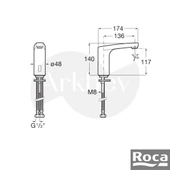 Roca L70 Fotoselli Lavabo Bataryası - Krom / Ön Karıştırıcılı /Dört adet 1,5 V LR6 (AA) alkalin pil ile çalışır A5A5A09C00 thumbnail 3