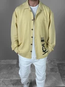 Sarı Desenli Keten Gömlek COC1961 thumbnail 1