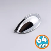 Mobilya Çekmece Dolap Kapak Kulpu Modern Mutfak Kulpları Kulp 64 mm Krom Gümüş Renk Metal thumbnail 1