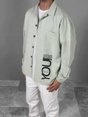 Su Yeşili Desenli Keten Gömlek COC1802 thumbnail 2