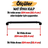Mobilya Çekmece Mutfak Dolabı Dolap Kapak Kulp Kulb Kulpu Metal Mat Siyah Kulp 224 mm 22.4 cm thumbnail 2