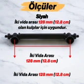 Mobilya Mutfak Çekmece Dolap Dolabı Kulbu Kulpu Kulpları (128 mm - 12.8 cm) Mat Siyah Metal thumbnail 2