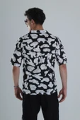 Erkek Siyah Beyaz Desenli Hawai Gömlek COC1164 thumbnail 4