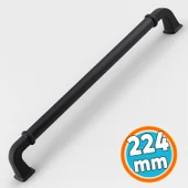 Mobilya Çekmece Mutfak Dolabı Dolap Kapak Kulp Kulb Kulpu Metal Mat Siyah Kulp 224 mm 22.4 cm thumbnail 1