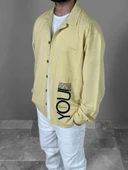 Sarı Desenli Keten Gömlek COC1961 thumbnail 2