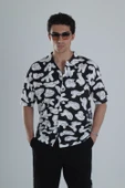 Erkek Siyah Beyaz Desenli Hawai Gömlek COC1164 thumbnail 1
