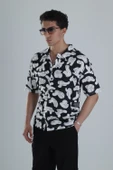 Erkek Siyah Beyaz Desenli Hawai Gömlek COC1164 thumbnail 2