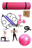 5’li Pilates Seti – 10MM Pilates Matı + Studio Topu + 1KG x2 Dambıl + Atlama İpi – Ev Fitness & Full Body Egzersiz Seti thumbnail 3