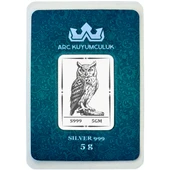 Baykuş Temalı 999 Ayar Gümüş ile Tasarlanmış Hediyeye Özel 5 Gram Gümüş Külçesi-734 thumbnail 1