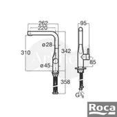 Roca Glera Döner "L" Borulu Eviye Bataryası - Krom / Cold Start A5A834DC00 thumbnail 2