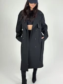 Klasik Siyah Kadın Trençkot COC1199 thumbnail 3