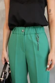 Aksesuar Detaylı Beli Lastikli Kumaş Pantolon 6119-Yeşil thumbnail 5