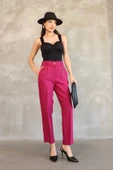 Aksesuar Detaylı Beli Lastikli Kumaş Pantolon 6119-Fuşya thumbnail 3
