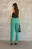 Aksesuar Detaylı Beli Lastikli Kumaş Pantolon 6119-Yeşil thumbnail 6