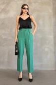 Aksesuar Detaylı Beli Lastikli Kumaş Pantolon 6119-Yeşil thumbnail 3