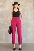 Aksesuar Detaylı Beli Lastikli Kumaş Pantolon 6119-Fuşya thumbnail 2