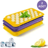 Milano Home 2 Adet Kapaklı 33 Hazneli Yuvarlak Buz Kalıbı Kokteyl Sunum Buz Kalıbı 2li thumbnail 1