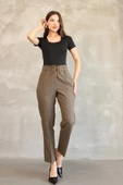 Aksesuar Detaylı Beli Lastikli Kumaş Pantolon 6119-Haki thumbnail 3