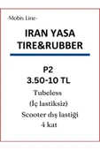 IRAN YASA TIRE&RUBBER Yasa P2 Motosiklet Scooter Dış Lastiği 350-10 Tubeless Tl (İÇ LASTİKSİZ) Ön/arka thumbnail 5