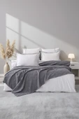 Noemi Gri Çift Kişilik %100 Pamuklu Nevresimli Yatak Örtüsü - 7 Parça Çeyiz Seti thumbnail 1