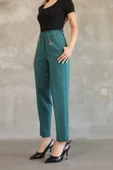 Aksesuar Detaylı Beli Lastikli Kumaş Pantolon 6119-Petrol Yeşili thumbnail 4