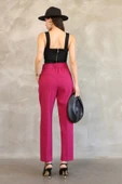 Aksesuar Detaylı Beli Lastikli Kumaş Pantolon 6119-Fuşya thumbnail 7