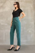 Aksesuar Detaylı Beli Lastikli Kumaş Pantolon 6119-Petrol Yeşili thumbnail 3
