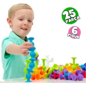 Think Master Vantuzlu Vakum Molekül 25 Parça Yapı Taşları Popit Duyusal Eğitici Oyuncak Squigz thumbnail 1