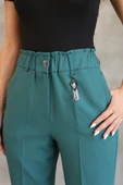 Aksesuar Detaylı Beli Lastikli Kumaş Pantolon 6119-Petrol Yeşili thumbnail 5