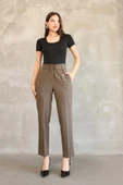 Aksesuar Detaylı Beli Lastikli Kumaş Pantolon 6119-Haki thumbnail 1