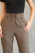 Aksesuar Detaylı Beli Lastikli Kumaş Pantolon 6119-Haki thumbnail 4