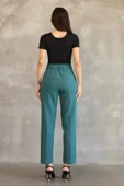 Aksesuar Detaylı Beli Lastikli Kumaş Pantolon 6119-Petrol Yeşili thumbnail 6