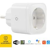 Wi-Fi Kontrollü Akım Korumalı Akıllı Priz 16A Tuya & Smart Life Destekli thumbnail 1