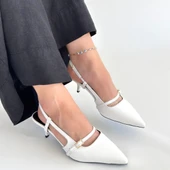 Darina Beyaz Cilt Topuklu Ayakkabı thumbnail 4