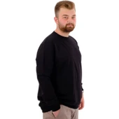 Büyük Beden Erkek Sweat Bıs Yaka U24174 Siyah thumbnail 3