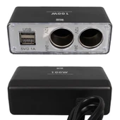12-24v Çi̇ft Usb Gi̇ri̇şli̇ 100w 70cm Kablolu 3'lü Araç Çakmak Çoklayici thumbnail 2