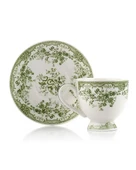 Türk Kahvesi Takımı 2 Kişilik Porselen – Yeşil Çiçek Desenli | 100 ml thumbnail 1