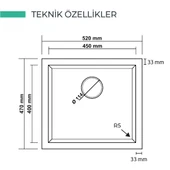 Real Stone K005 Gordion 52 Gri Granit Mutfak Eviyesi 52x47 CM thumbnail 3