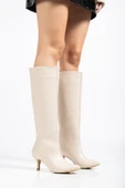 Bej Kırışık Rugan Günlük Kadın Çizme thumbnail 2
