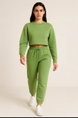 Kadın Paça Lastik Üç İp Şardonlu Lopez Eşofman Altı Yeşil thumbnail 4