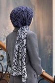 Kadın Lüks Medine Ipeği Şal Indigo-2 thumbnail 1