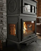 Reyo Stove Salda Üç Camlı Yan Kapak Fırınlı Döküm Şömine Soba thumbnail 2