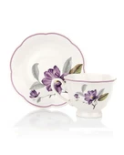 Türk Kahvesi Takımı 2 Kişilik Porselen – Mor Çiçek Desenli | 90 ml thumbnail 1