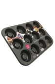 Pinkev 12 Bölmeli Yapışmaz Teflon Kaplama Çelik Muffin Kekstra Kek Kalıbı thumbnail 2