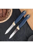Pinkev Tramontina 2 Adet Lazer Tırtıklı Kısa Meyve Soyma Bıçak Seti - Lacivert thumbnail 1